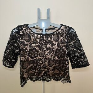 Papaya Black Lace Top & Skirt Size Small Set Women
